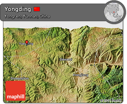 Satellite 3D Map of Yongding