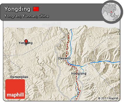 Shaded Relief 3D Map of Yongding