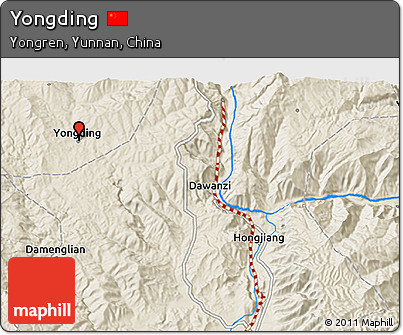 Shaded Relief 3D Map of Yongding