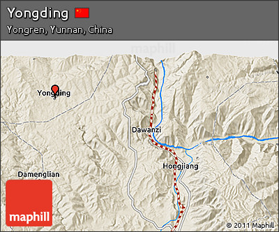 Shaded Relief 3D Map of Yongding