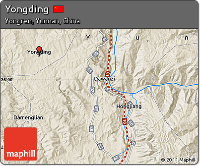Shaded Relief Map of Yongding