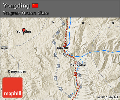 Shaded Relief Map of Yongding