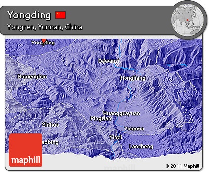 Political Panoramic Map of Yongding