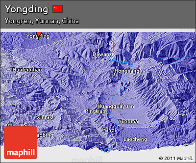 Political Panoramic Map of Yongding