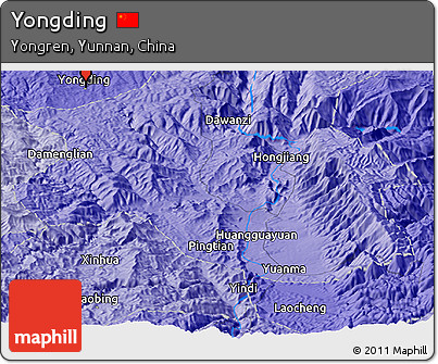 Political Panoramic Map of Yongding