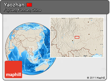 Shaded Relief Location Map of Yaozhan