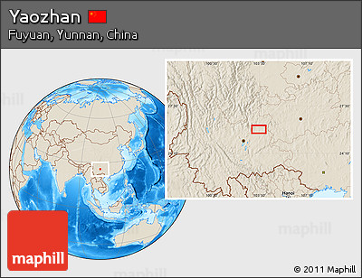 Shaded Relief Location Map of Yaozhan