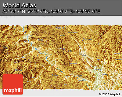 Physical 3D Map of the Area around 25° 51' 37" N, 105° 28' 29" E