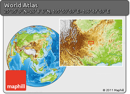Physical Location Map of the Area around 25° 51' 37" N, 106° 19' 29" E