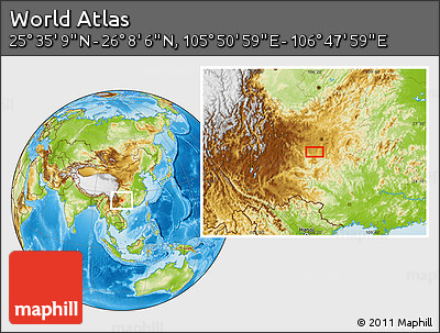 Physical Location Map of the Area around 25° 51' 37" N, 106° 19' 29" E