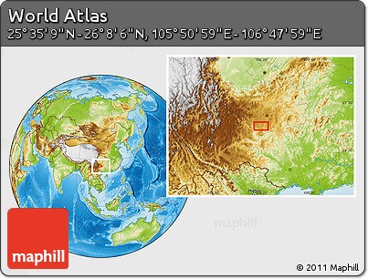 Physical Location Map of the Area around 25° 51' 37" N, 106° 19' 29" E