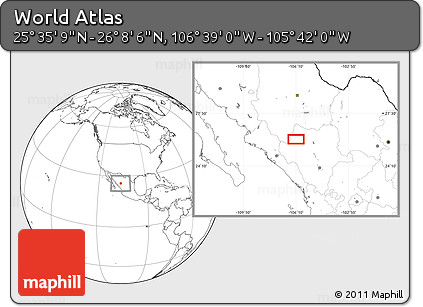 Blank Location Map of the Area around 25° 51' 37" N, 106° 10' 30" W