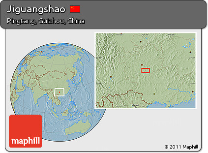 Savanna Style Location Map of Jiguangshao, hill shading