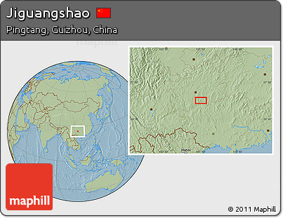 Savanna Style Location Map of Jiguangshao, hill shading