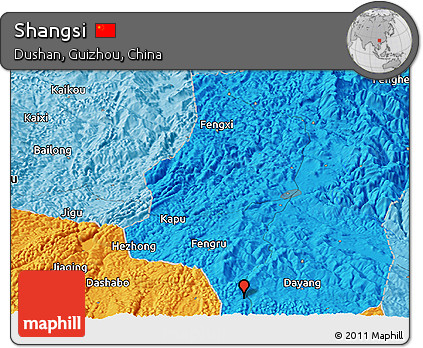 Political Panoramic Map of Shangsi