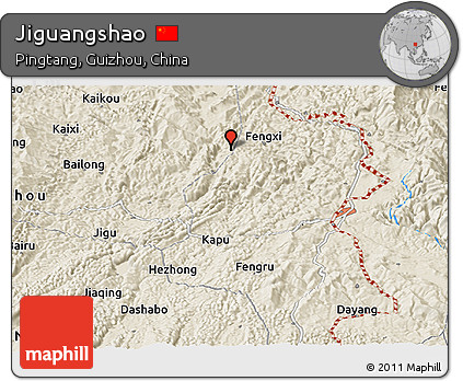 Shaded Relief Panoramic Map of Jiguangshao