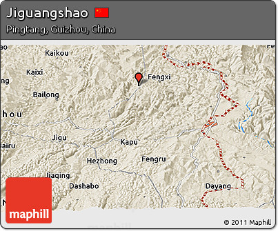 Shaded Relief Panoramic Map of Jiguangshao