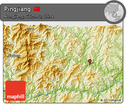 Physical 3D Map of Pingjiang