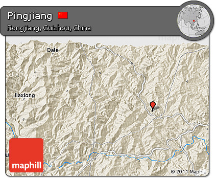 Shaded Relief 3D Map of Pingjiang