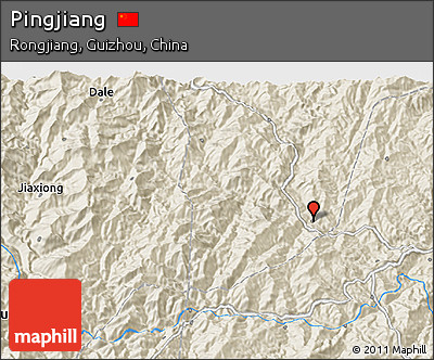 Shaded Relief 3D Map of Pingjiang