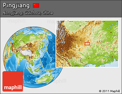 Physical Location Map of Pingjiang