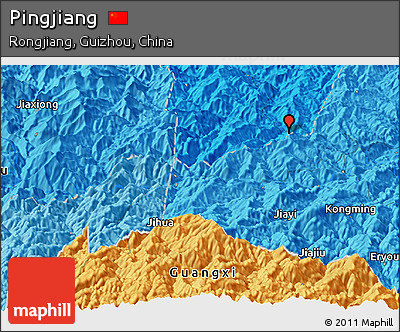 Political Panoramic Map of Pingjiang