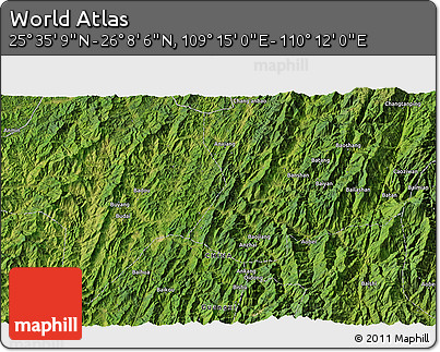 Satellite 3D Map of the Area around 25° 51' 37" N, 109° 43' 29" E
