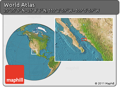 Satellite Location Map of the Area around 25° 51' 37" N, 109° 34' 29" W
