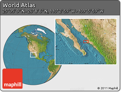 Satellite Location Map of the Area around 25° 51' 37" N, 109° 34' 29" W