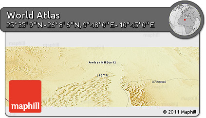 Physical Panoramic Map of the Area around 25° 51' 37" N, 10° 16' 30" E