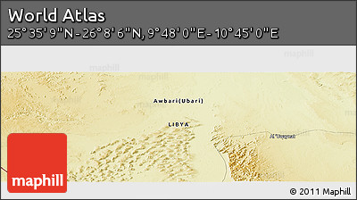Physical Panoramic Map of the Area around 25° 51' 37" N, 10° 16' 30" E