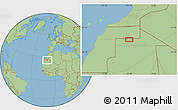 Savanna Style Location Map of the area around 25° 51' 37" N, 10° 7' 30" W