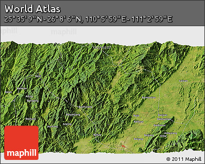 Satellite 3D Map of the Area around 25° 51' 37" N, 110° 34' 29" E