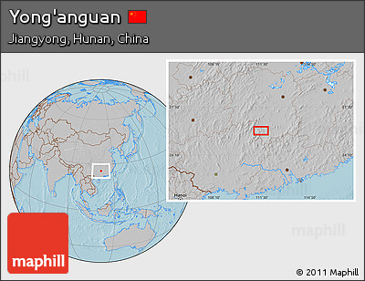 Gray Location Map of Yong'anguan, hill shading