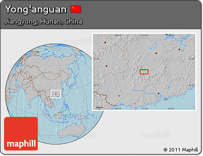 Gray Location Map of Yong'anguan, hill shading