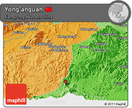 Political Panoramic Map of Yong'anguan