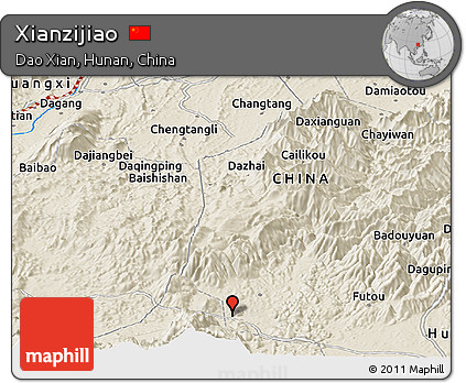 Shaded Relief Panoramic Map of Xianzijiao