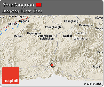 Shaded Relief Panoramic Map of Yong'anguan