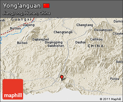 Shaded Relief Panoramic Map of Yong'anguan