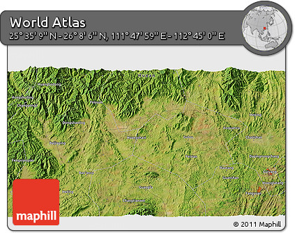 Satellite 3D Map of the Area around 25° 51' 37" N, 112° 16' 30" E