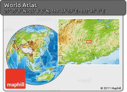 Physical Location Map of the Area around 25° 51' 37" N, 112° 16' 30" E