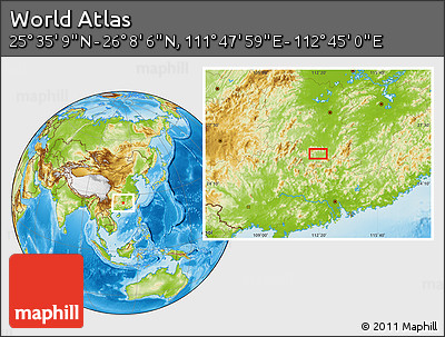 Physical Location Map of the Area around 25° 51' 37" N, 112° 16' 30" E