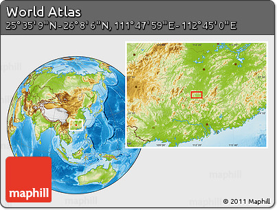 Physical Location Map of the Area around 25° 51' 37" N, 112° 16' 30" E