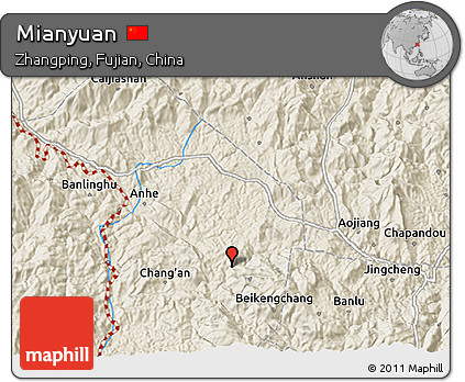 Shaded Relief 3D Map of Mianyuan