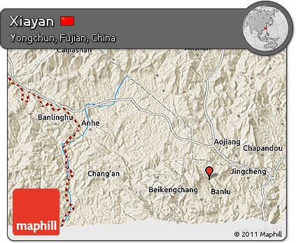 Shaded Relief 3D Map of Xiayan