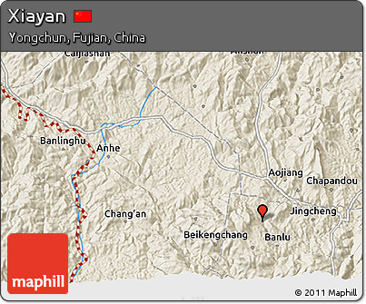 Shaded Relief 3D Map of Xiayan