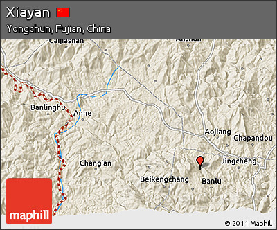 Shaded Relief 3D Map of Xiayan