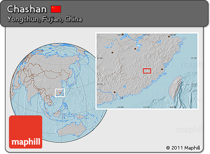 Gray Location Map of Chashan, hill shading