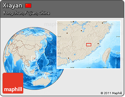 Shaded Relief Location Map of Xiayan