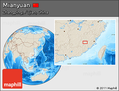 Shaded Relief Location Map of Mianyuan